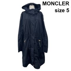 ●◆ モンクレール MONCLER スプリングコート アウター ロング丈 長袖 フード ロゴワッペン ネイビー 5 XS 5号 レディース S6C073