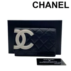 ● シャネル CHANEL カンボンライン コインケース ココマーク CC コンパクトウォレット マトラッセ 黒 ブラック レザー レディース 6D118