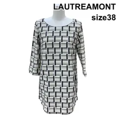 ◇ ロートレアモン LAUTREAMONT チュニック ボートネック 七分袖 ロングカットソー トップス 白 グレー 黒 38 M 9号 レディース Z6B752のサムネイル