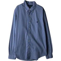 古着 ラルフローレン Ralph Lauren CUSTOM FIT マルチストライプ 長袖 ボタンダウンストライプシャツ メンズL相当/eaa618557