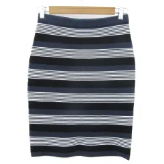 23区 オンワード樫山 ニットタイトスカート ひざ丈 ボーダー柄 38 M ネイビー 紺 /YM16