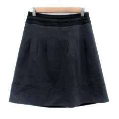 アプワイザーリッシェ Apuweiser-riche 台形スカート ひざ丈 2 M チャコールグレー 黒 ブラック /HO30