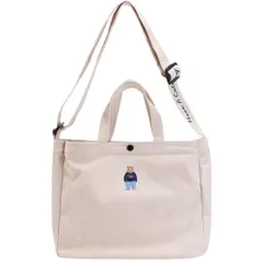 キャンバス トートバッグ 2way ショルダーバッグ 大容量 刺繍クマ ショルダー 可愛い ガールズ トートバッグ [Umetoo]