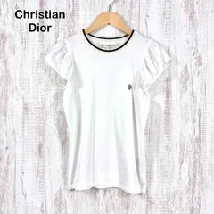 90s Christian Dior ヴィンテージクリスチャンディオール ワンポイントCDロゴ刺繡 フリルスリーブ 半袖 カットソー ホワイト レディース  トップス