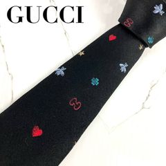 GUCCI グッチ ネクタイ シンボルズ 蜂 Bee ロゴ GG クローバー ハート