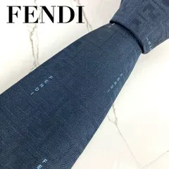 未使用に近い　FENDI　フェンディ　ネクタイ　ズッカ柄×ロゴグラム　ズッキーノ　ソリッド　無地　ジャガード　ダークネイビー　光沢　肉厚　N1352のサムネイル