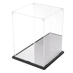【在庫セール】KUKERフィギュアケース アクリルケース UVカット コレクションケース ディスプレイケース 台座 背面ミラー 組み立て簡単 頑丈 汚れ防止 手袋 クリーニングクロス付き（20×20×25cm 台座ミラー＋背面ミラー）