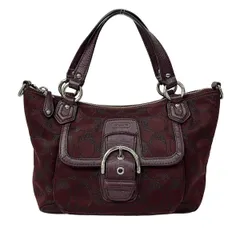 COACH(コーチ) ハンドバッグ シグネチャー柄 ボルドー レザー