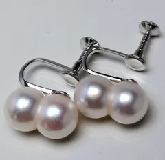 色テリ 花珠級 あこや真珠 大珠 ツインイヤリング