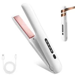 コードレス 2way カール/ストレート コードレスヘアアイロン Type-C充電 19mm 軽量 20秒速熱 140℃～200℃ 4段階温度調整 ヘアアイロン 自動電源OFF 誤起動防止ロック 無線 ミニ 小型 持ち運び便利 2in1 男女兼用 日本語説明書