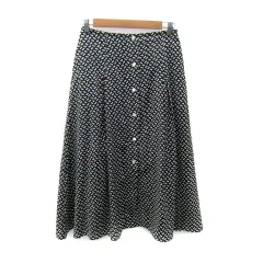 イエナ IENA フレアスカート ボタンダウンスカート風 ロング丈 マキシ丈 総柄 マルチカラー 38 M 紺 ネイビー /SY16