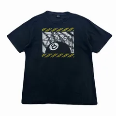 ステューシー Tシャツ メンズ Lサイズ ブラック 半袖 8ボール 両面ロゴ ビンテージ 90s オールド 黒