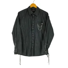 ユーズドフルギ USED古着 THE BAYS GARDEN レースアップ ストライプ シャツ y2k メンズ JPN：L 