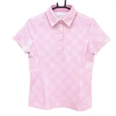 【美品】ナイキゴルフ 半袖ポロシャツ 白×ピンク 総柄 前立て下ロゴ  レディース LGG ゴルフウェア NIKE