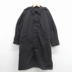 L/古着 長袖 ミリタリー コート メンズ 80年代 80s ロング丈 USA製 黒 内側ボア 26jan17