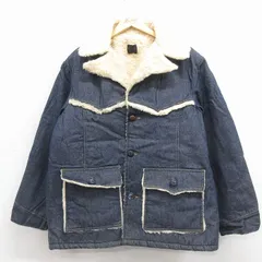 XL/古着 シアーズ 長袖 デニム ボア ジャケット メンズ 80年代 80s 紺【spe】 26jan17