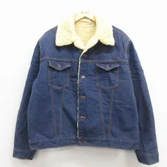 XL/古着 ローバックス 長袖 デニム ボア ジャケット メンズ 80年代 80s 大きいサイズ 紺 26jan17