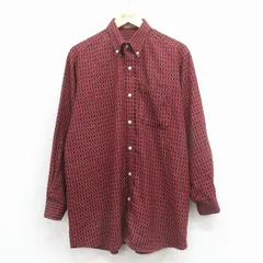 XL/古着 長袖 シャツ メンズ ロング丈 エンジ他 チェック 26jan17