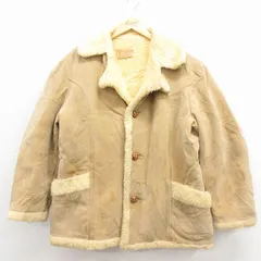 XL/古着 長袖 ジャケット メンズ 80年代 80s 大きいサイズ USA製 ベージュ 内側ボア 26jan17