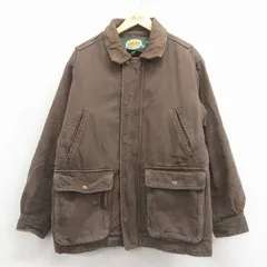 XL/古着 カベラス 長袖 ジャケット メンズ 00年代 00s ダック地 襟レザー コットン こげ茶 内側キルティング【spe】 26jan17