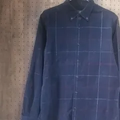 Massimo Dutti マッシモ・ドゥッティ　長袖コーデュロイシャツ　チェック柄　サイズＬのサムネイル