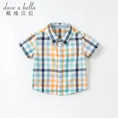 【新品・未使用】dave&bella 男の子 チェックシャツ 半袖 キッズ シャツ 夏 カジュアル おしゃれ 80