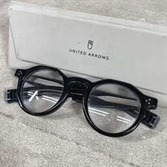 UNITED ARROWS ユナイテッドアローズ メガネ アイウエア 伊達眼鏡 黒フチ ラウンド 46□24-145 M-43 Zoff ケース付き 度なし 26b菊DO
