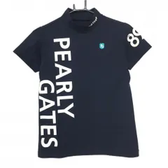 パーリーゲイツ 半袖ハイネックシャツ ネイビー×白 ロゴ ストレッチ レディース 0(S) ゴルフウェア PEARLY GATES