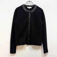 sandro レザー切り替え ノーカラー ニット カーディガン ブラック 1【送料込み】のサムネイル