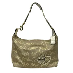 COACH(コーチ) ショルダーバッグ美品  ポピー シグネチャースクリプトルレックスホーボー ショルダー F17472 ゴールド レザー