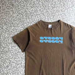 STUSSY / 00’s usa製 logo T-shirt size L　オールドステューシー　アメリカ製　シングルステッチ　グラフィック　Tシャツ　ストリート sk8 茶色　ブラウン　横ノリ