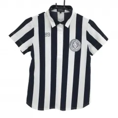 パーリーゲイツ 半袖ポロシャツ ネイビー×白 ストライプ  レディース 1(M) ゴルフウェア PEARLY GATES