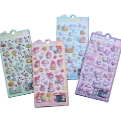 【新品】 3D 立体浮き彫りステッカー｜中空デザイン｜ぷくぷくぷっくり かわいい｜萌えキャラクター 4 種カラーセット｜スマホケースデコ、手帳 DIY 用 1