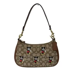 COACH(コーチ) ショルダーバッグ シグネチャー柄 CM196 カーキ×黒×マルチ レザー