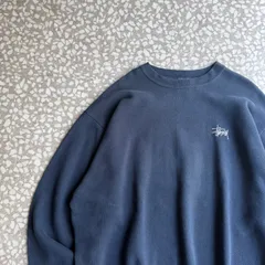 STUSSY / 80-90’s embroidery sweat オールドステューシー　白タグ　スウェット　ワンポイント刺繍ロゴ　トレーナー　ビンテージ　ショーンフォント　裏原 sk8 プレーン　紺