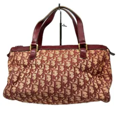 Christian Dior クリスチャンディオール ミニボストンバッグ トロッター柄 ヴィンテージ レッド ベージュ キャンバス レザー レディース