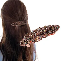 《特価★１点限り》[Herbeluemily] バレッタ 髪留め フラワー ビジュー ヘアアクセサリー アンティーク メタル ゴージャス アンティークコッパ―