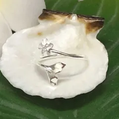 【スーパーセール ポイント 最大22倍 半額あり】 ハワイアンジュエリー リング シルバー トゥーリング ホエールテール×プルメリア ピンキーリング Toe Ring 足用 指輪 ハワジュ ギフト プレゼント クリスマス 誕生日 バレンタイン ホワイトデー