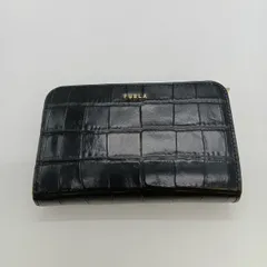 ◎◎FURLA フルラ 二つ折り財布 バビロン ジップアラウンド ウォレット  クロコ型押し レディース ブラック