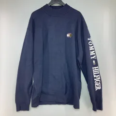 ◎◎TOMMY HILFIGER トミーヒルフィガー スリーブロゴ モックネックセーター LLサイズ ゴルフウェア THMA370 ネイビー