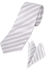 グレー シルバー 礼服 白 フォーマル 洗える メンズ セット パーティー ネクタイ＆チーフ 2次会 結婚式 2点セット [ロイヤルコード]