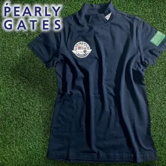 パーリーゲイツ ゴルフ 日本製 ソルディフェンダー 吸汗速乾 接触冷感 ロゴプリント モックネック 半袖 カットソー インナー Tシャツ ゴルフウェア レディース 055-2167502 定価1.3万 ダークネイビー  ▲015▼50619w10