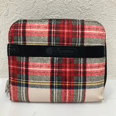255　LeSportsac　レスポートサック　折り財布　財布　ウォレット　二つ折り財布　二つ折財布　二折財布　レディース　チェック柄　タータンチェック　赤　レッド　ブラック　黒　レディース　軽量　カード入れ　札入れ　小銭入れ　カード収納