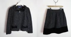 正規 Ms GRACY M'S GRACY エムズ グレイシー ツイード ジャケット スカート セットアップ 黒紺 ドット サイズ 40 1048Q★2