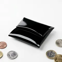 エナメル コインケース メンズ レディース 本革 財布 小銭入 レザー（ブラック）