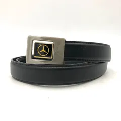 メルセデス・ベンツ ベルト バックル ロゴ シルバー金具 黒 レザー メンズ
