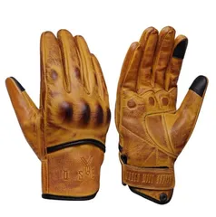 【Mサイズ】バイクグローブ レザーグローブ プロテクターグローブ ゴートグローブ スマホ対応 ビンテージカラー