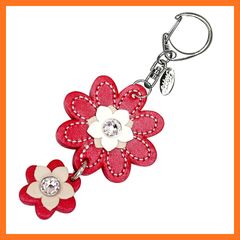 美品 COACH パッチワーク 花 チャーム ピンク シグネチャー レザー