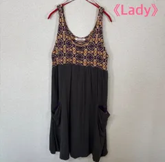 総柄 切替ワンピース エスニック柄 ノースリーブ ポケット付き バイカラー デザインワンピ