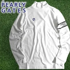 パーリーゲイツ ゴルフ 日本製 コットン混 ベア天竺 ワンポイントロゴ 無地 ストレッチ モックネック 長袖 インナーシャツ カットソー ゴルフウェア レディース 055-2266902 定価1.3万 ホワイト 00 ▲015▼50909w11